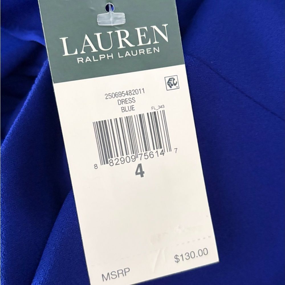 New with tag Ralph Lauren Royal Blue Ruffle Sleeve Mini Dress size 4. - Picture 11 of 11